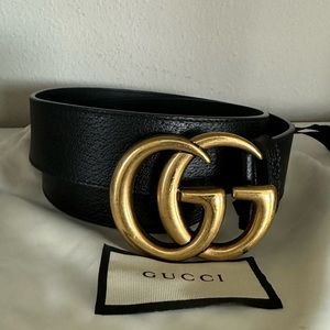 Gucci- Leather belt with Double G Buckle